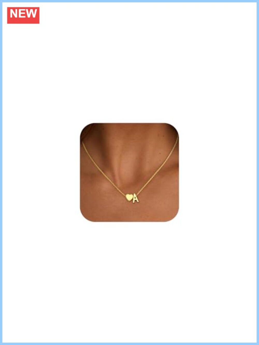18k Gold Plated Heart Initial Necklace for Women Girls Gift